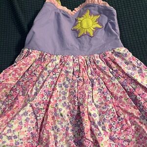 Floral Sun Embroidered Kids Casual Dress - Purple and Pink